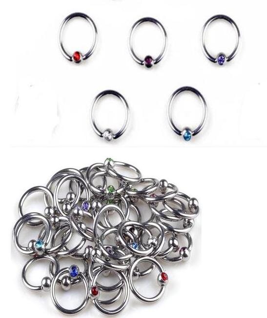 Titanium Opal Ear Septum Piercing Nose Ring Gem Ball BCR Piercings CBR Helix Tragus Labret Rings Piercings Body Jewelry