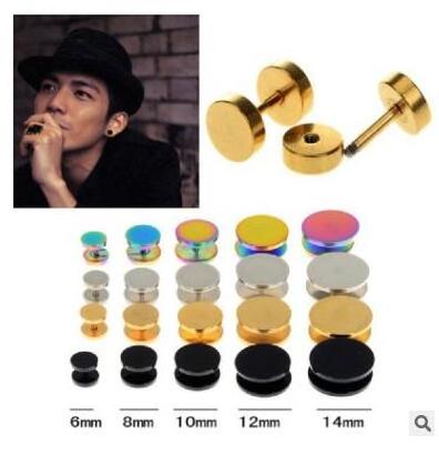 1PC Stainless Steel  Ear Plugs Flesh Tunnels Cheater Faux gauge Earrings Body Piercing Jewelry 6mm-14mm Gold Black Silver