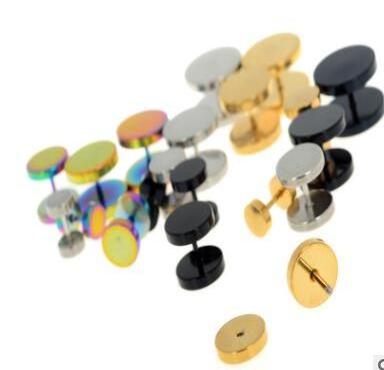 1PC Stainless Steel  Ear Plugs Flesh Tunnels Cheater Faux gauge Earrings Body Piercing Jewelry 6mm-14mm Gold Black Silver