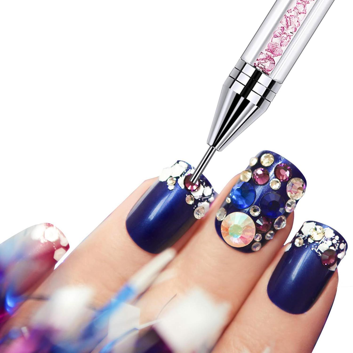 Double Head Crystal Beads Handle Rhinestone Picker Nail Art Tools Diamond Nail Wax Dotting pen