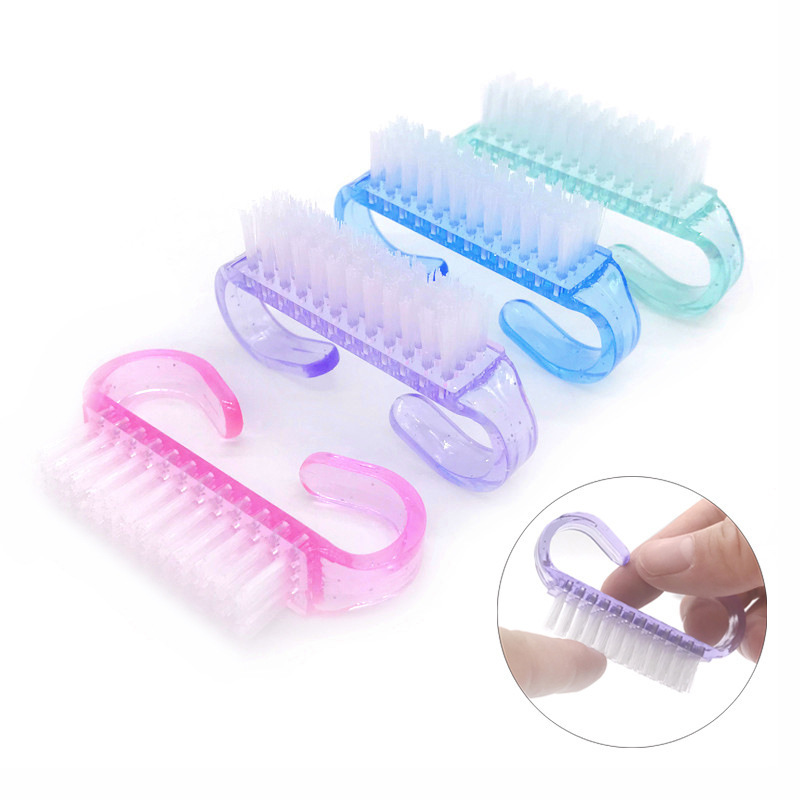 Easy hold Plastic Nail Scrubbing Brush OX horn mini dust cleaning Manicure Pedicure Nail Art Cleaner Brush