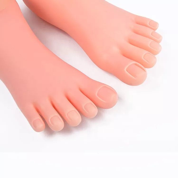 Practice Fake Foot Model Flexible Movable Soft Silicone Prosthetic Manicure Nail Art Training tool