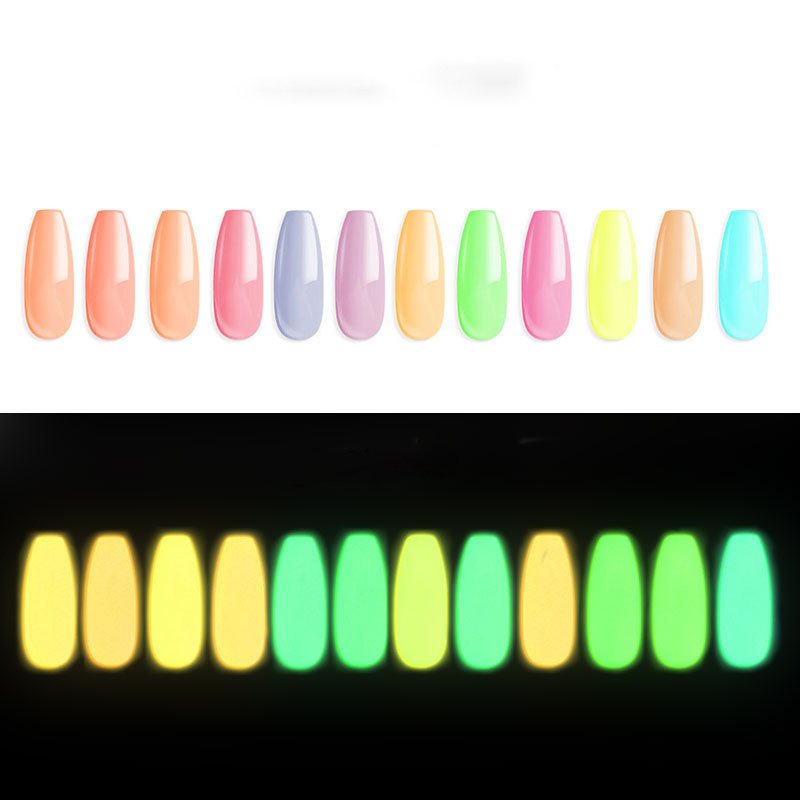 Nail Supplies Night Glow in Dark Dipping Fast Drying Nail Powder Colors Luminous Acrylic Nail Powder