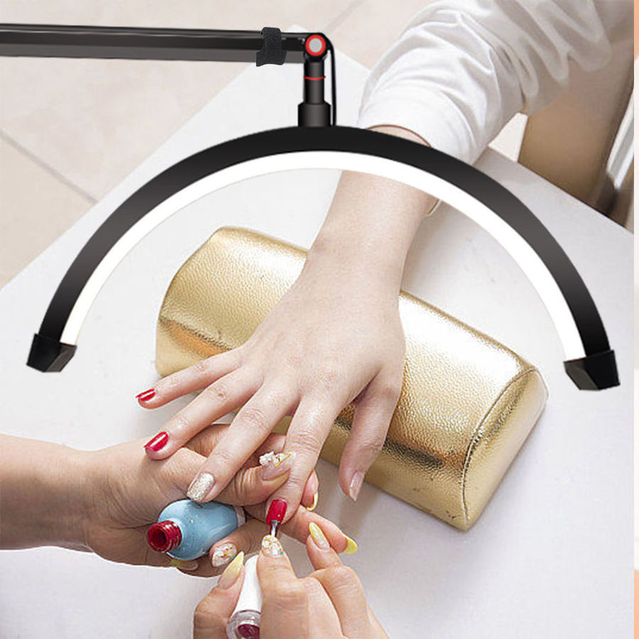 16 Inch 20W New Beauty Salon Led Nail Lash Extension Tattoo Led Ring Light 360 rotation U shape Half Moon Light LED Lamp