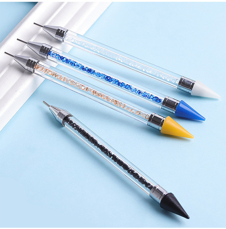 Double Head Crystal Beads Handle Rhinestone Picker Nail Art Tools Diamond Nail Wax Dotting pen