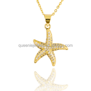 Vintage Ocean Charm Pendant  Necklace Antique 18K Gold Plated Sea Turtle Starfish Shell Charm for Jewelry Making