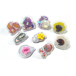 Factory Custom Clear Cracked Hologram Acrylic Epoxy Resin Glitter Pin Badge