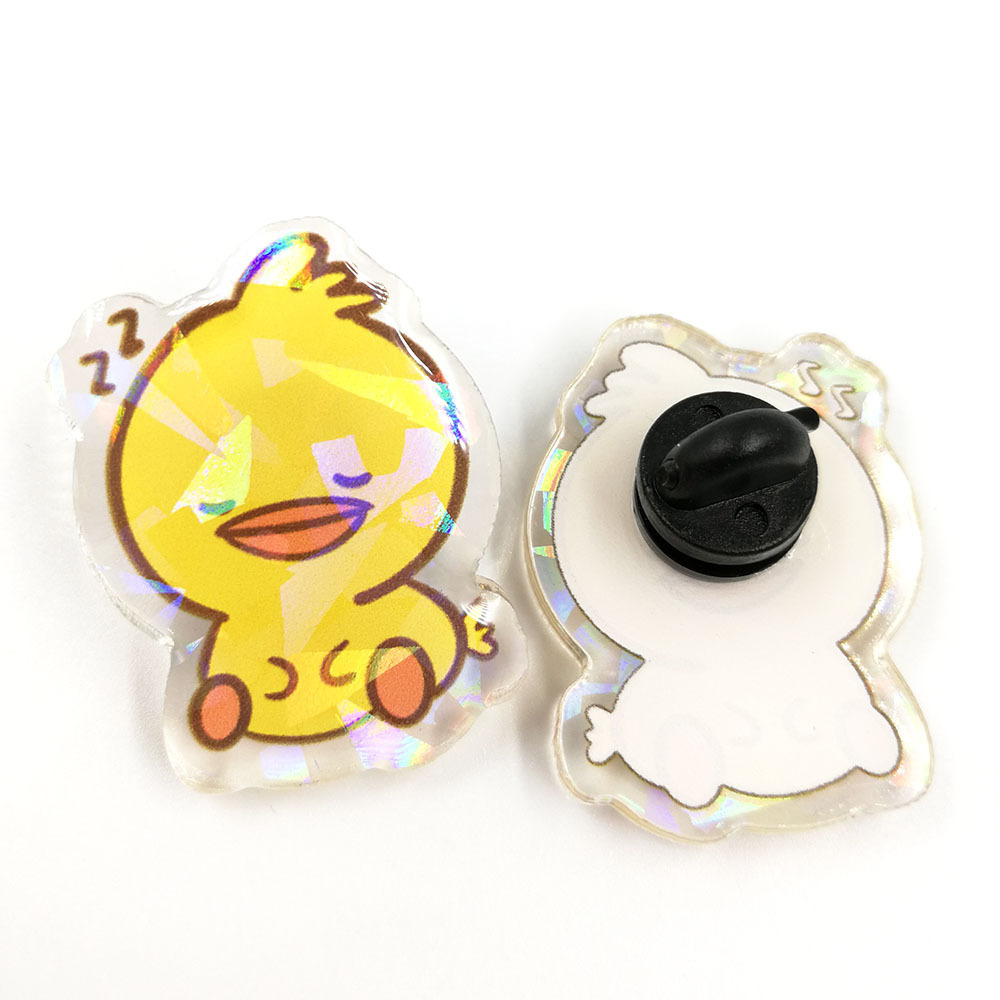 Factory Custom Clear Cracked Hologram Acrylic Epoxy Resin Glitter Pin Badge