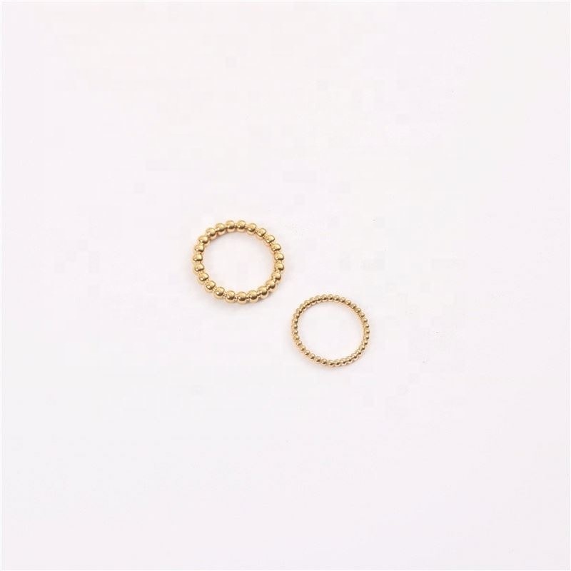 High End Gold Plated Bead Stainless Steel Rings for Women Pinky Rings for Women