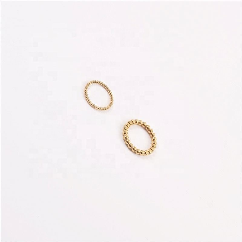 High End Gold Plated Bead Stainless Steel Rings for Women Pinky Rings for Women