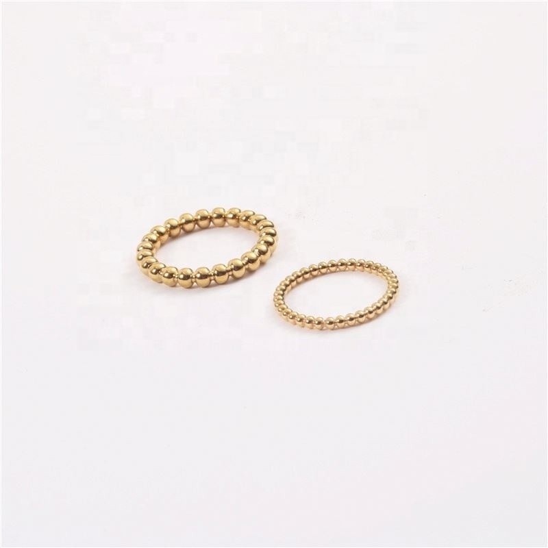 High End Gold Plated Bead Stainless Steel Rings for Women Pinky Rings for Women