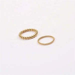 High End Gold Plated Bead Stainless Steel Rings for Women Pinky Rings for Women