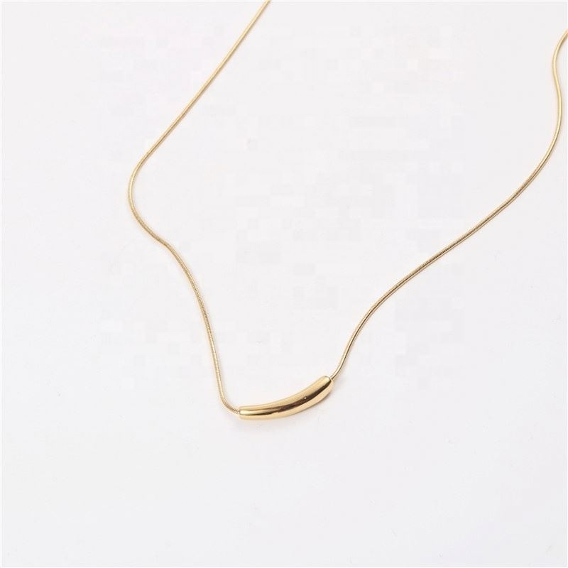 18k Gold Plated Minimalist Bar Pendant Necklace Stainless Steel Necklace Tarnish Free Gold Jewelry Wholesale