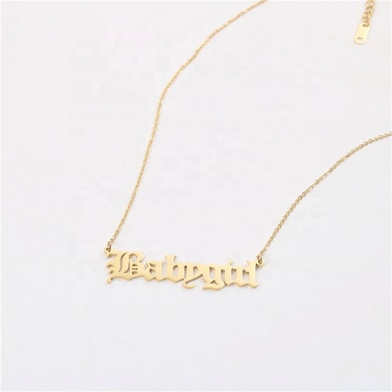 Permanent Jewelry Gold Plated Babygirl Letters Choker Necklace Stainless Steel Jewelry Wholesale