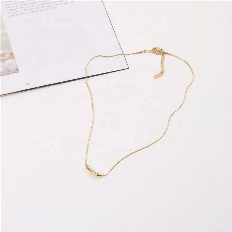 18k Gold Plated Minimalist Bar Pendant Necklace Stainless Steel Necklace Tarnish Free Gold Jewelry Wholesale