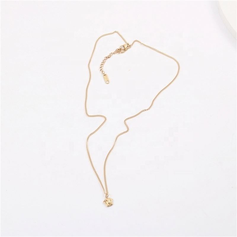 Permanent Jewelry 18k Gold Plated Stylish Head Pendant Necklace Pvd Gold Plated Stainless Steel Jewelry Tarnish Free Jewelry