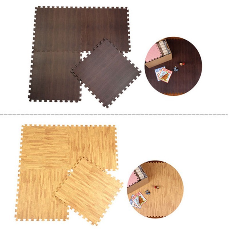 Wood Effect Inter-locking Foam Mats - Perfect for Floor Protection, Garage, Exercise, Yoga, Playroom. Eva foam