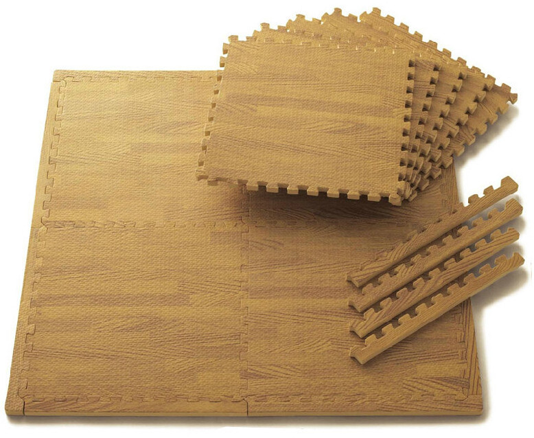 Wood Effect Inter-locking Foam Mats - Perfect for Floor Protection, Garage, Exercise, Yoga, Playroom. Eva foam