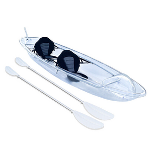 Linyiqueen wholesale cheap price plastic crystal rowing boats single people transparent canoe/kayak for sell