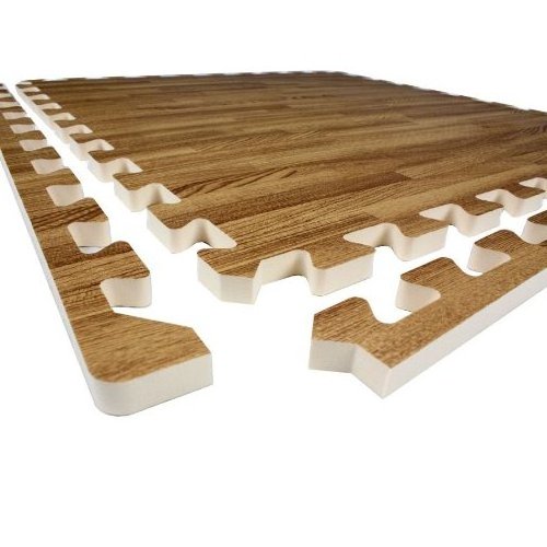 Wood Effect Inter-locking Foam Mats - Perfect for Floor Protection, Garage, Exercise, Yoga, Playroom. Eva foam