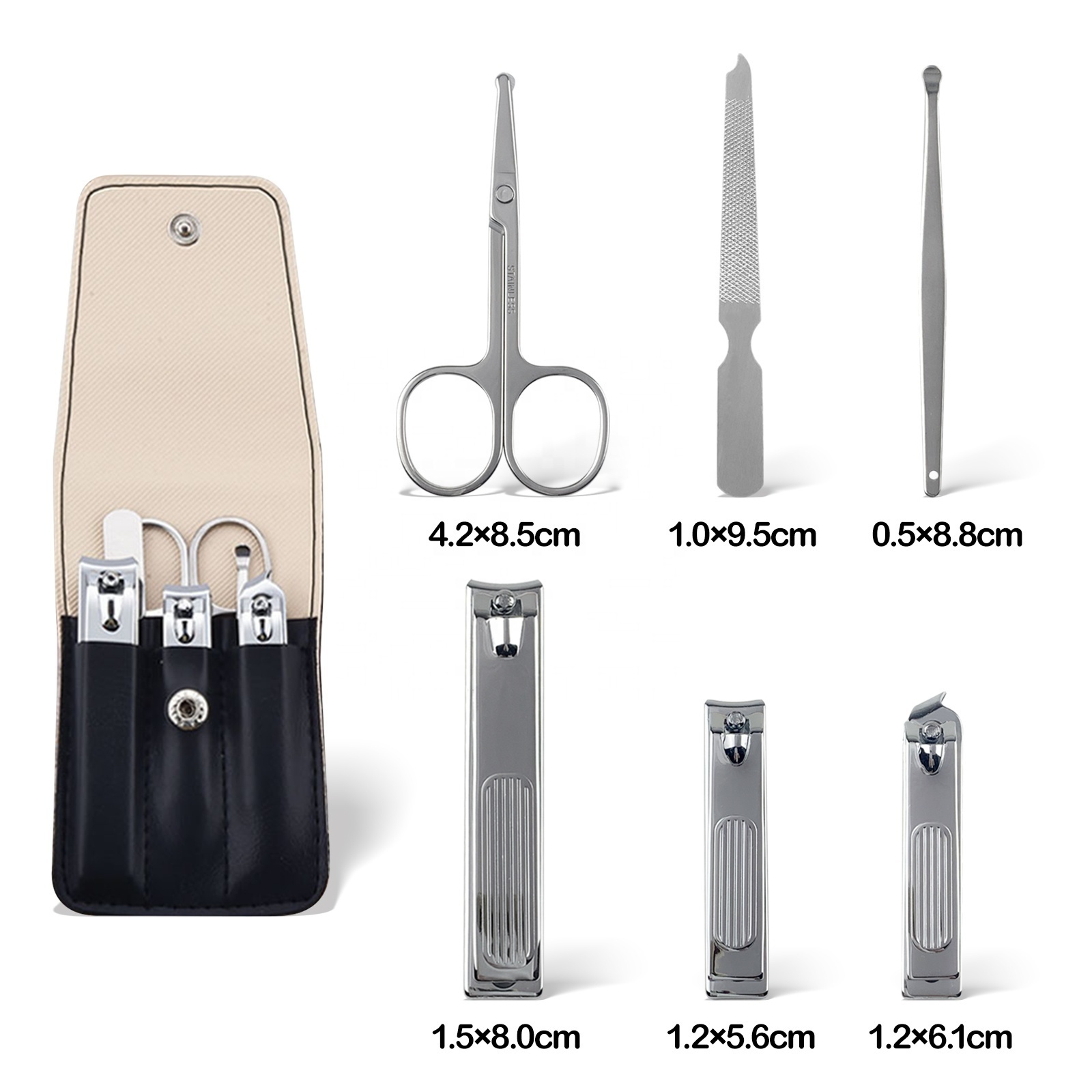 Wholesale Stainless Steel 6 pcs Fingernail Toenail Clippers Manicure Set with Package