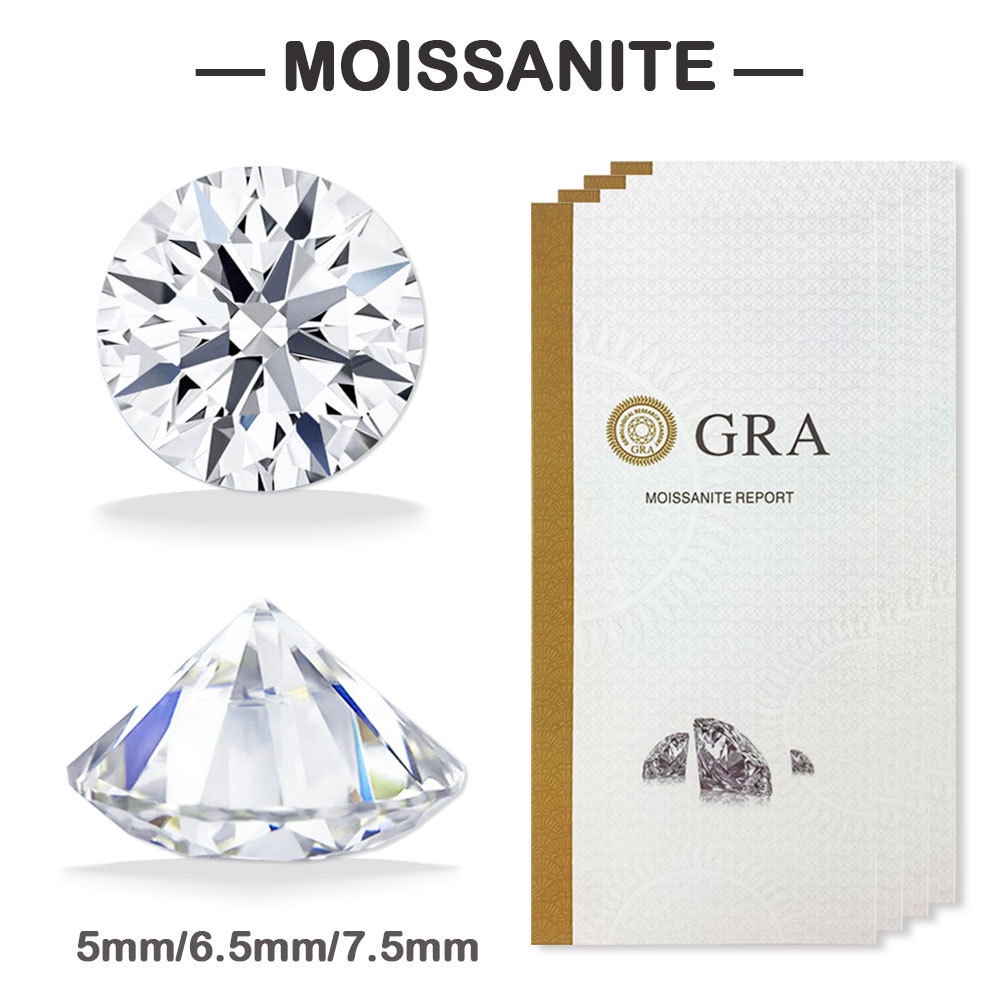 Gra Certificate 100% Pass Moissanite Diamond Tester DVVS Melee Size Round Brilliant Cut Loose Moissanite Diamond For Jewelry