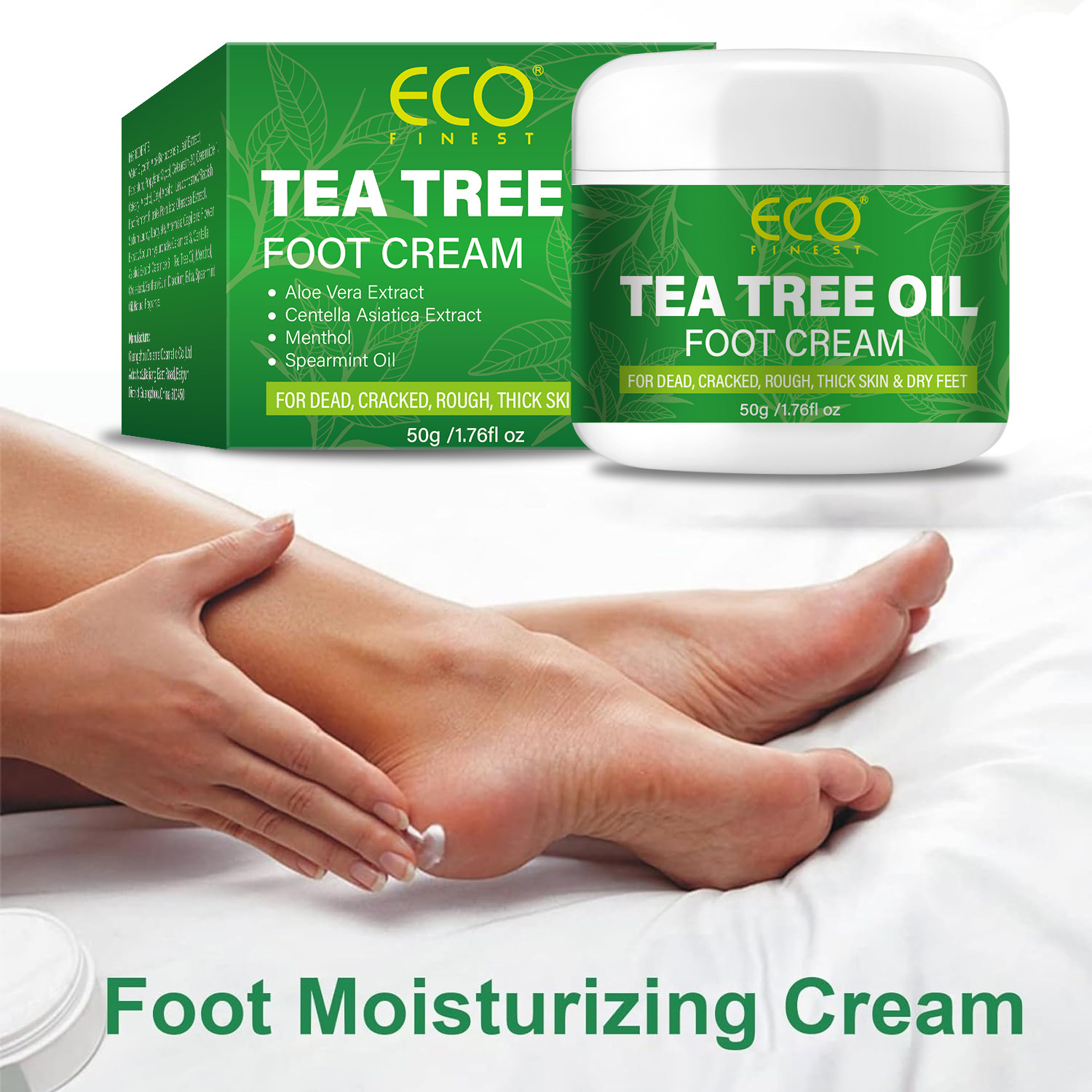 Tea Tree Oil Foot Cream- Hydrates, Softens & Conditions Dry Cracked Feet, Heel and Calluses, Helps Soothe Irritated Skin