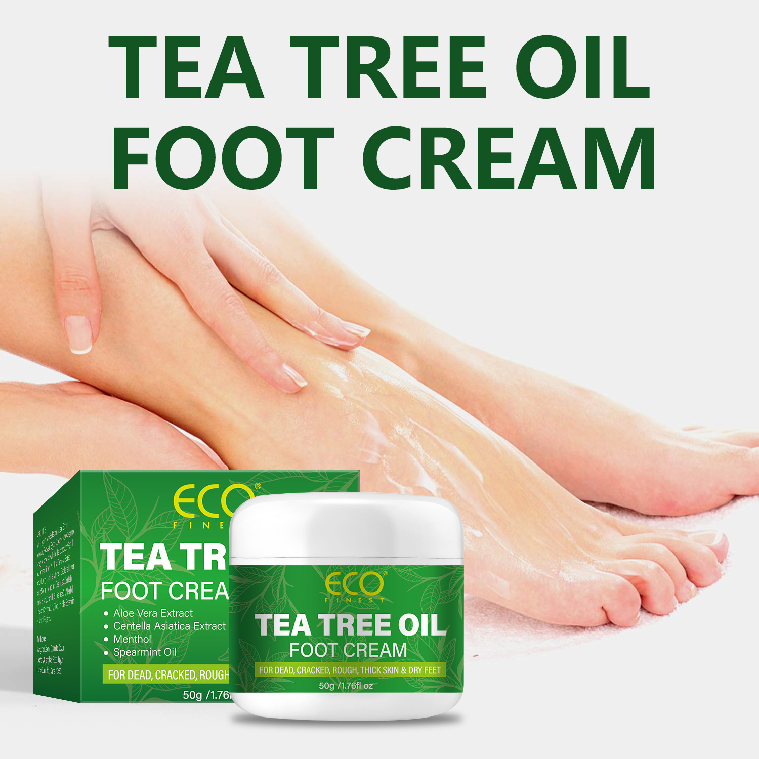 Tea Tree Oil Foot Cream- Hydrates, Softens & Conditions Dry Cracked Feet, Heel and Calluses, Helps Soothe Irritated Skin