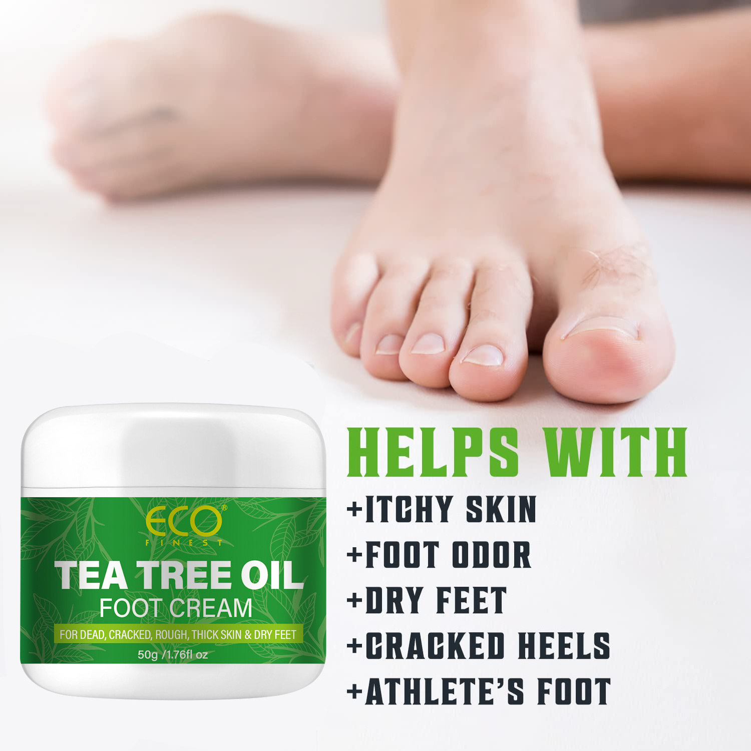 Tea Tree Oil Foot Cream- Hydrates, Softens & Conditions Dry Cracked Feet, Heel and Calluses, Helps Soothe Irritated Skin