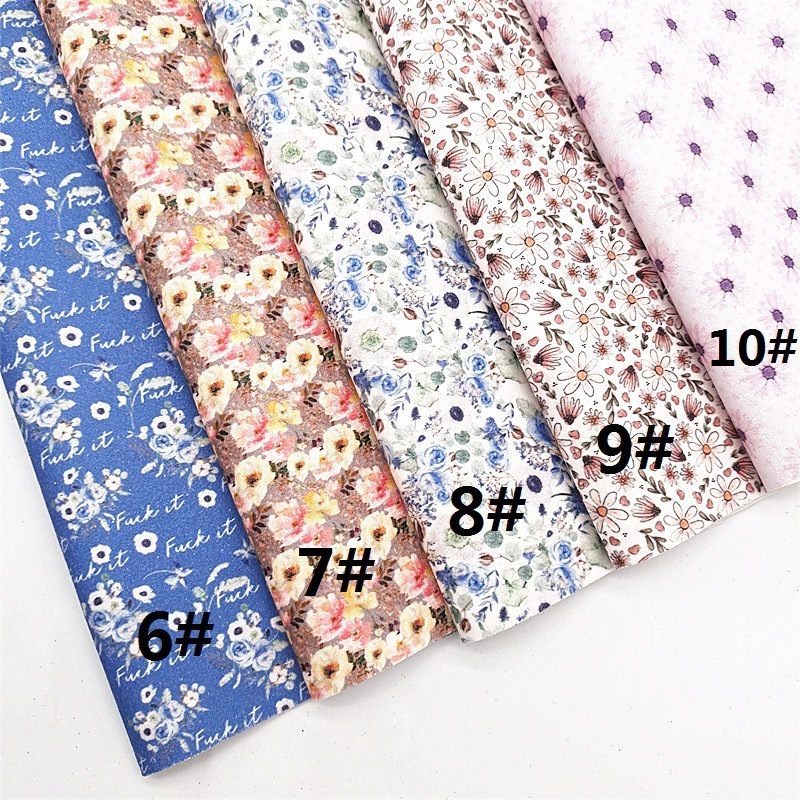 134*90CM Daisy Flowers Pattern Fine Faux Leather Shiny Synthetic PU Material For Headband Head Clips