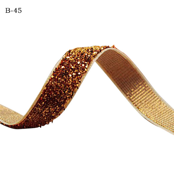 3/8 inch (9mm) Elastic Stretch Glitter Metallic Velvet Ribbon for Headbands DIY Handmade Tapes