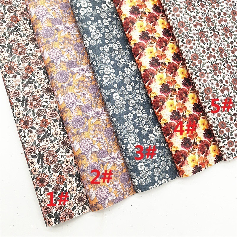 134*90CM Daisy Flowers Pattern Fine Faux Leather Shiny Synthetic PU Material For Headband Head Clips