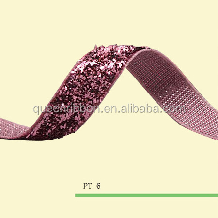 3/8'' (9mm) Elastic Stretch Iridescent Glitter Metallic Velvet Ribbon for hair bands and bows