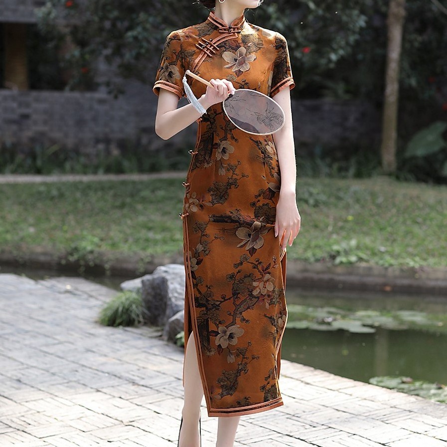 Solid Color Elegant Retro Chinese Style Cheongsam Women's Clothing