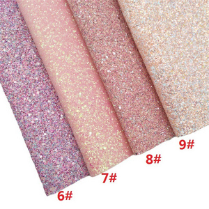 134*90CM Easter Mixed Colors Candy Color Chunky Glitter Fabric Sheets PU Leather Synthetic Leather For Hair Accessories