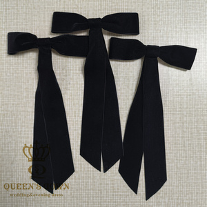 QUEENSGOWN vintage black Velvet Bow Hair Pins Fabric Clips for Women black bow Clip Girls Hair Accessories