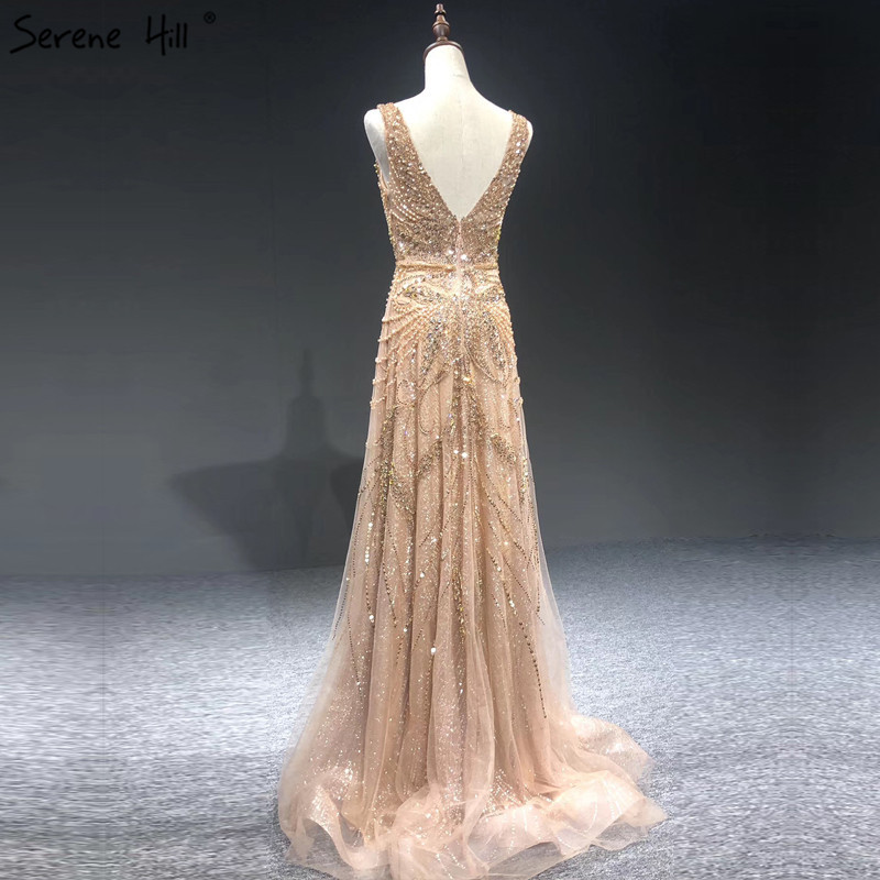 QUEENS GOWN  champagne beaded   prom dress ostrich mermaid gown  heavry beaded evening gown