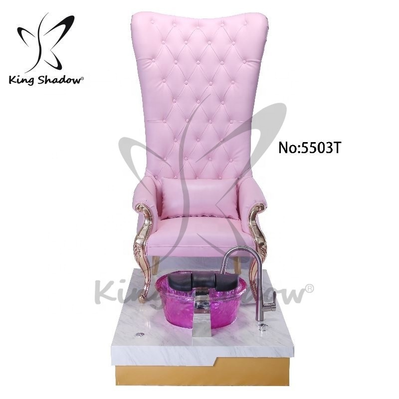 Kingshadow nail salon furniture luxury throne foot spa chairs pink pedicure chair with sink jet pedicure bowl