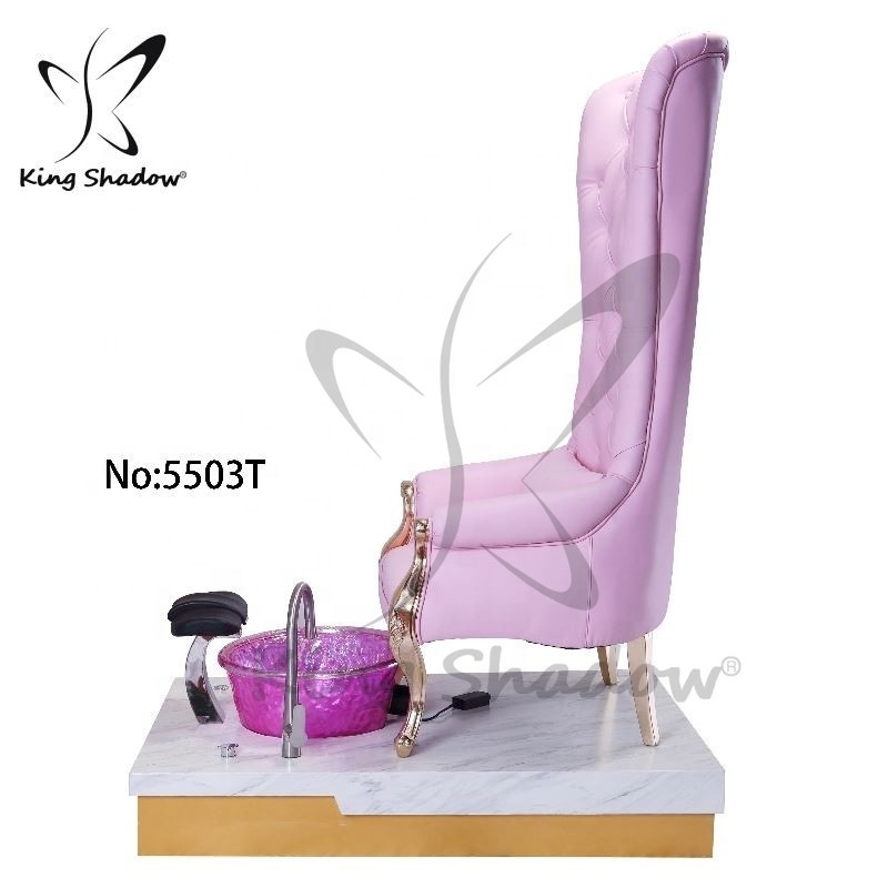 Kingshadow nail salon furniture luxury throne foot spa chairs pink pedicure chair with sink jet pedicure bowl