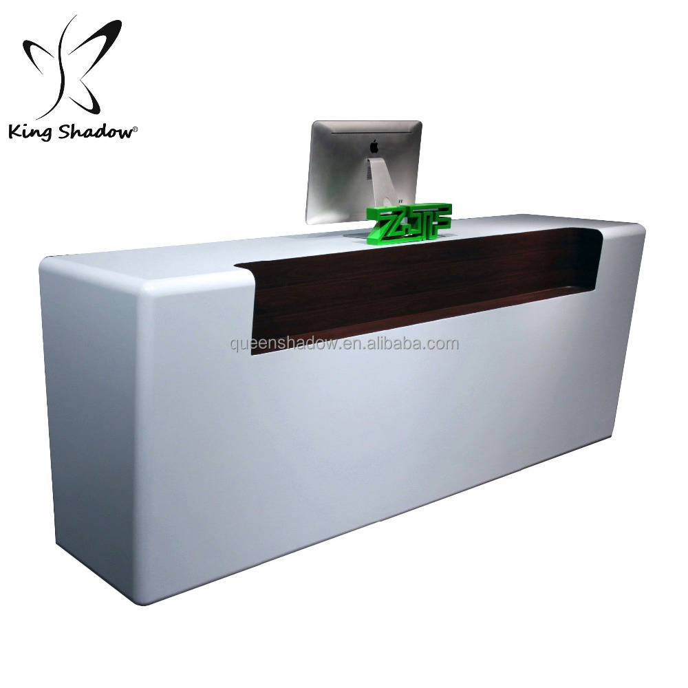 Custom Modern Wood Led Salon Gym Shop Cash Counter Hotel Salon Spa White Reception Desk for Sale