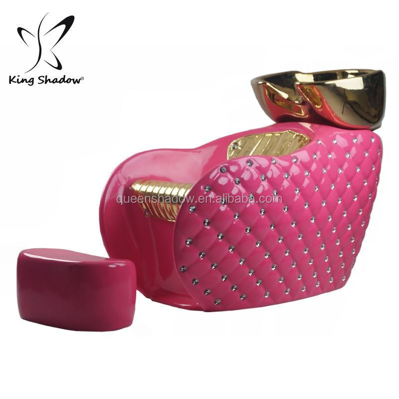 Wholesale Girlish Pink Crystal Hairdressing Chairs Shampoo Chair Hair Salon Furniture  for Sale