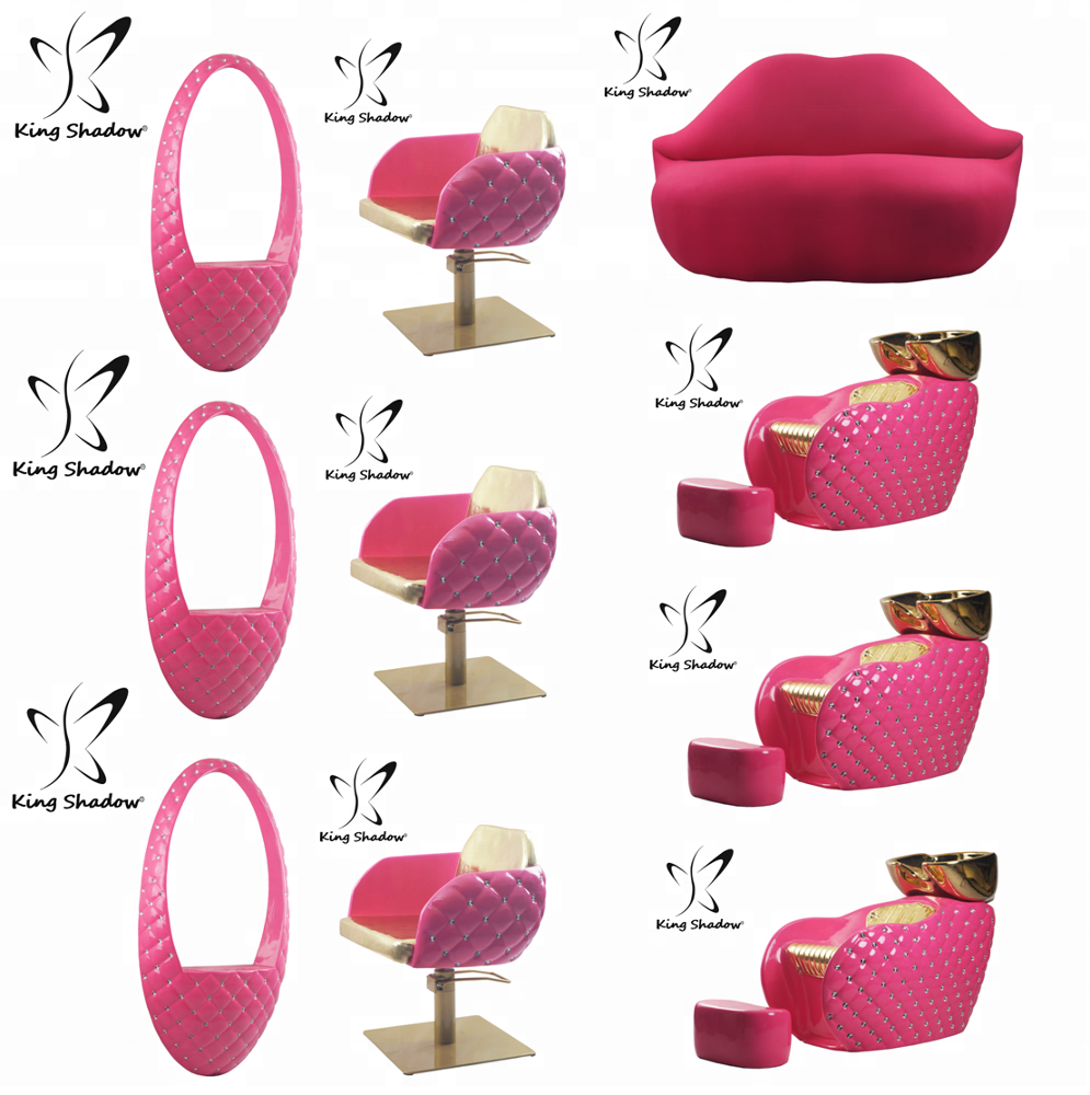 Wholesale Girlish Pink Crystal Hairdressing Chairs Shampoo Chair Hair Salon Furniture  for Sale