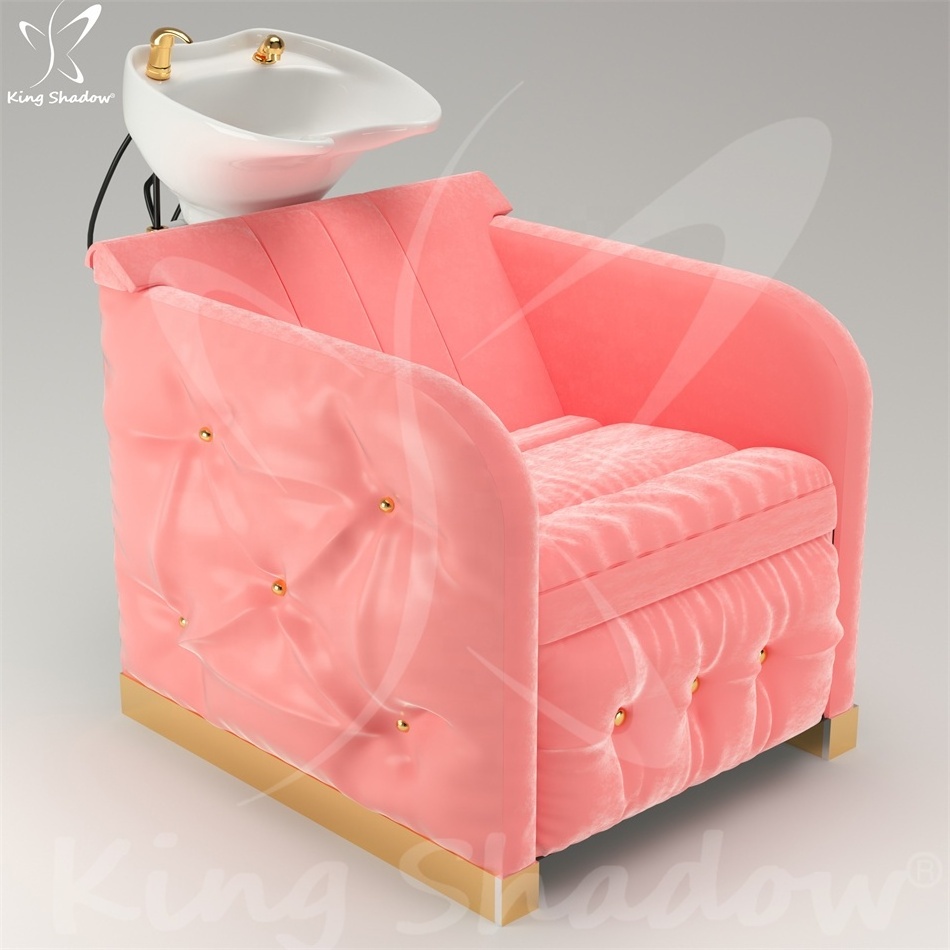 hair salon high quality basin massage pink electric shampoo chair and bowl