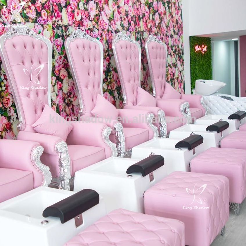 Kingshadow no plumbing manicure chairs cheap throne chair pink spa massage pedicure chair with pedicure sink