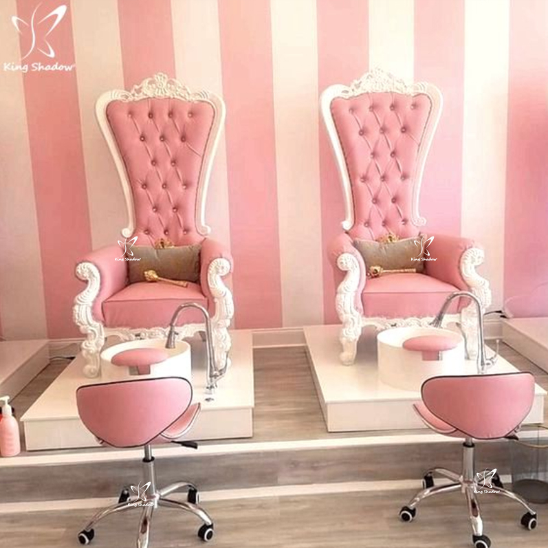 Kingshadow no plumbing manicure chairs cheap throne chair pink spa massage pedicure chair with pedicure sink