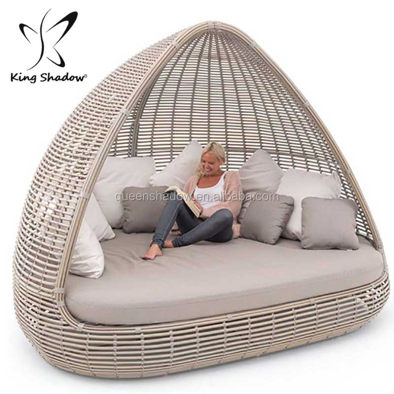 Round sunbed teak outdoor hanging daybed