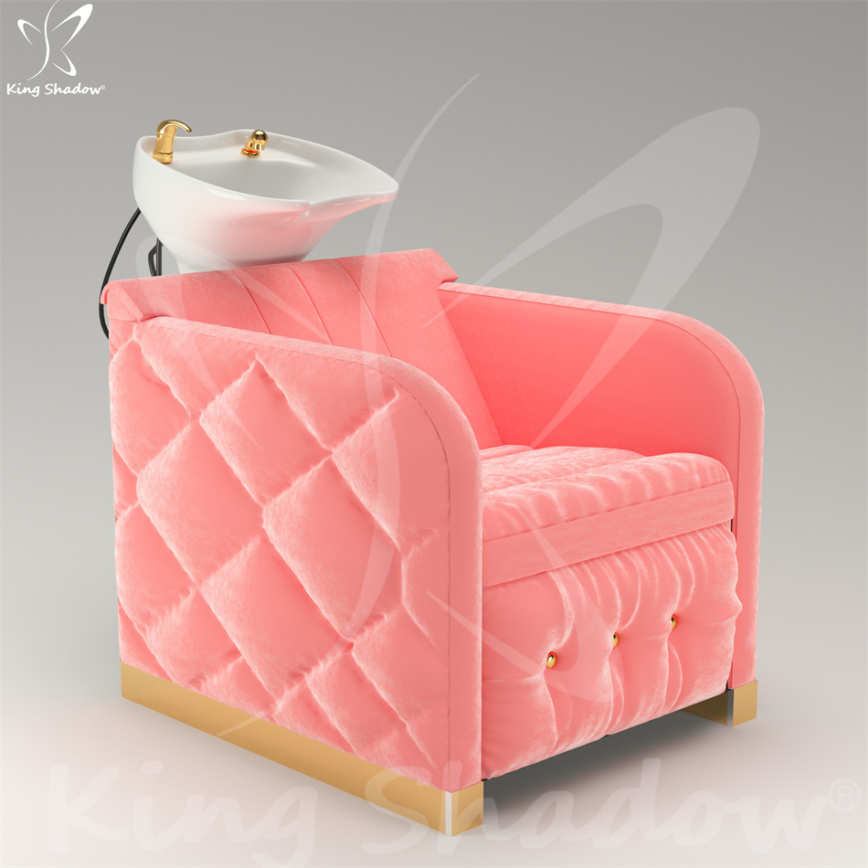 hair salon high quality basin massage pink electric shampoo chair and bowl