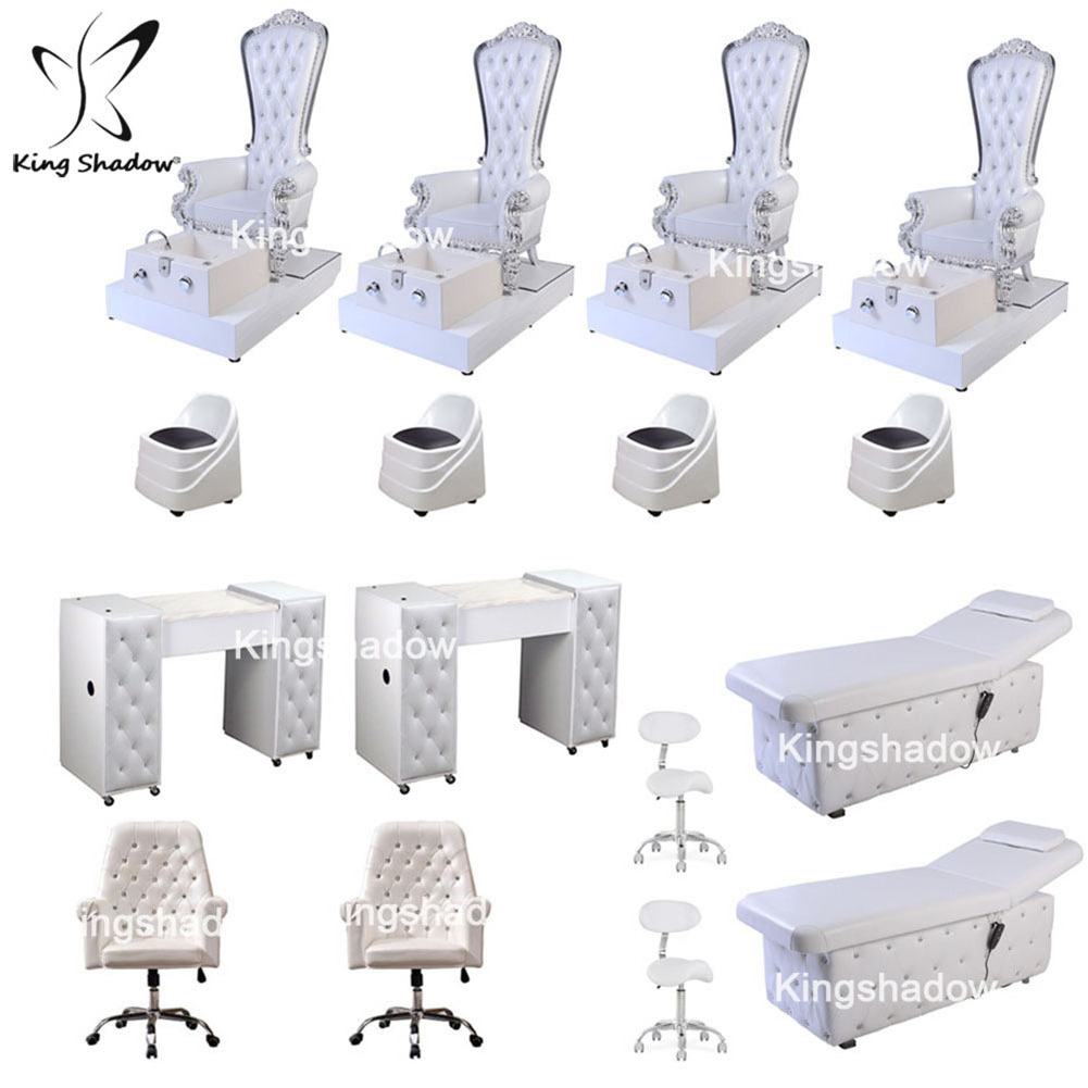 Wholesale White Nail Salon Furniture Supply Nail Bar Station Manicure Table Pedicure Chair