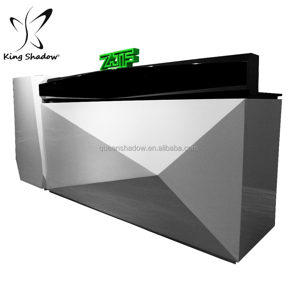 Custom Modern Wood Led Salon Gym Shop Cash Counter Hotel Salon Spa White Reception Desk for Sale