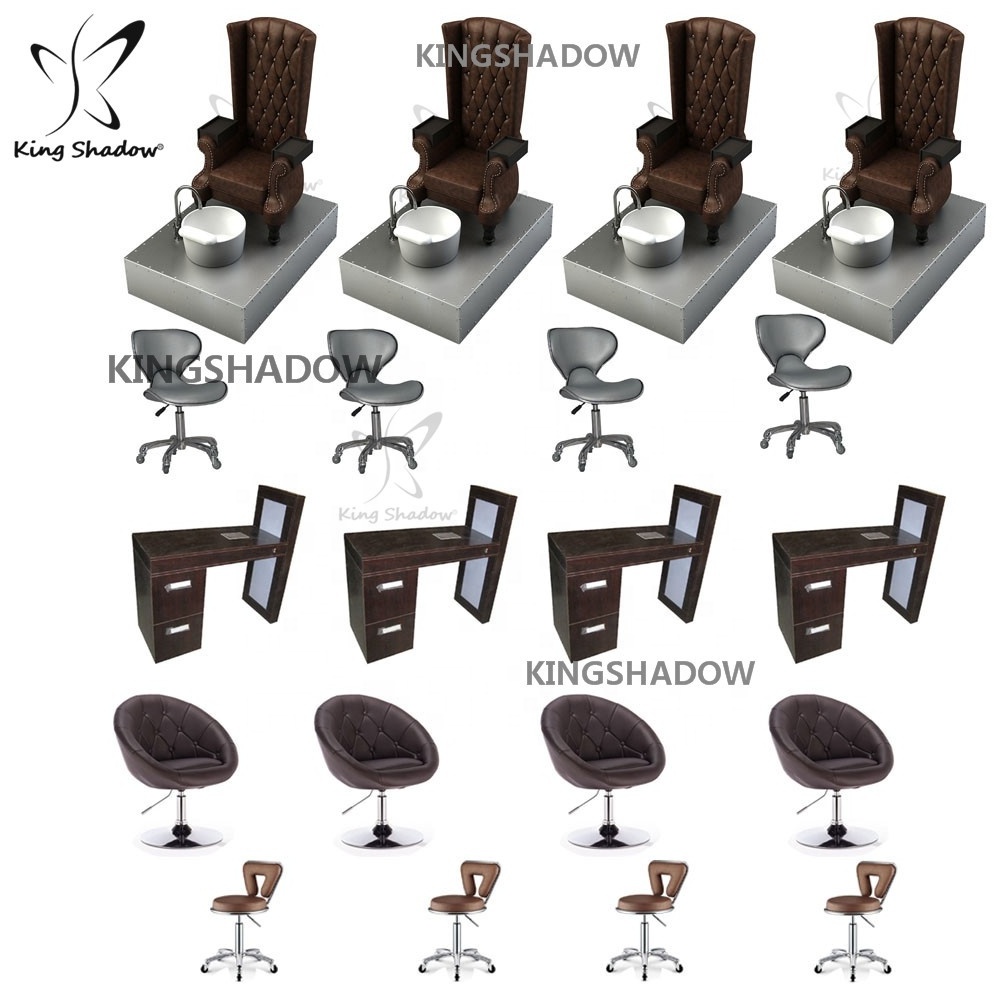 Wholesale White Nail Salon Furniture Supply Nail Bar Station Manicure Table Pedicure Chair